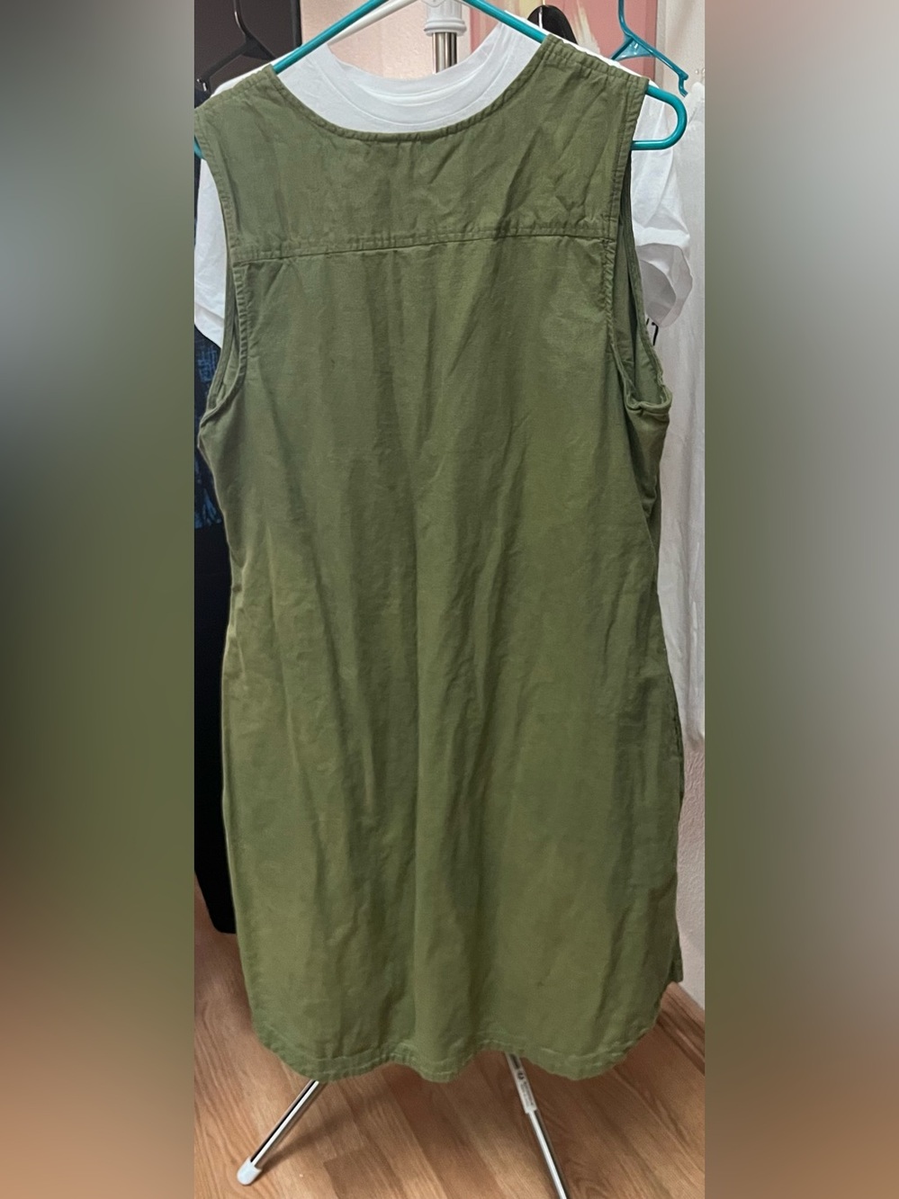 Time and Tru Olive Green Tank Dress with V-Neck - Picture 3 of 4